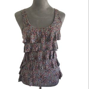 Forever 21 tiered ruffle tank with racer back. Floral print